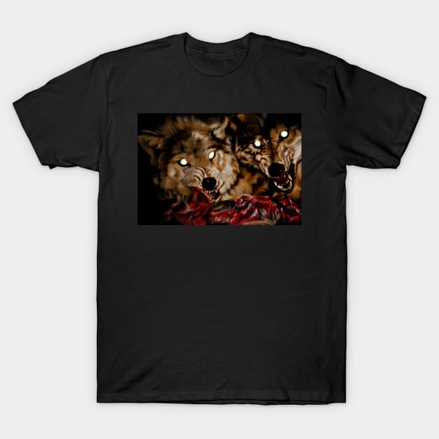 Wolf Pack Feast T-Shirt by Shawnsonart